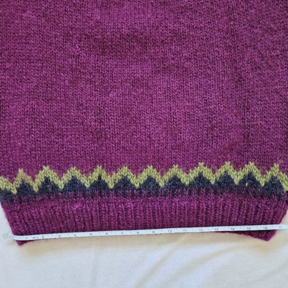 Fair Isle handmade crewneck long sleeve wool sweater women's size M/L - Picture 14 of 16